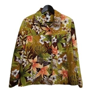 Alia Petite Size 14 Floral Jacket - Green, Brown, Orange